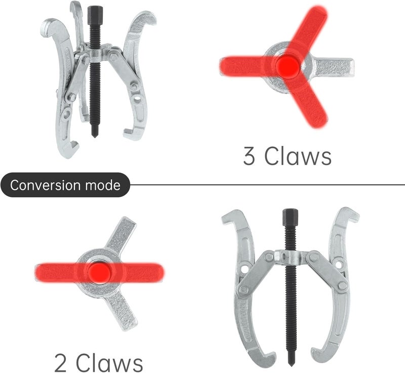 ChgImposs 8 Inch 3-Jaw Gear Puller, 2 Jaw 3 Jaw Puller for Pulley Gears Bearings and Flywheels, Heavy Duty Pulley Puller with Reversible Jaws, High Carbon Steel Removal Tool Bearing Puller Tool - Image 3